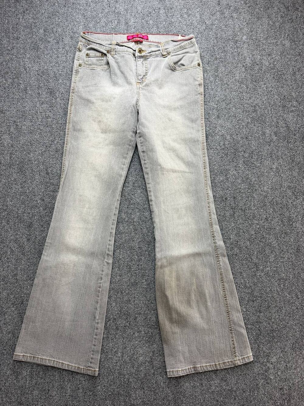 Vintage Y2K GLO Low Rise Flare Jeans Size 9 Gray Stone Wash Stretch